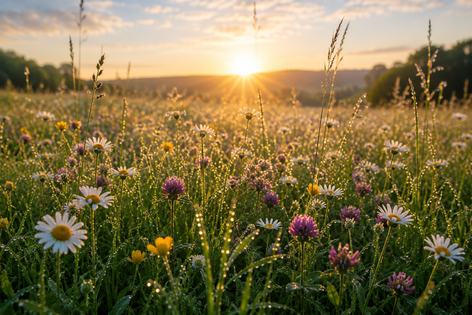Flowers receiving their morning light